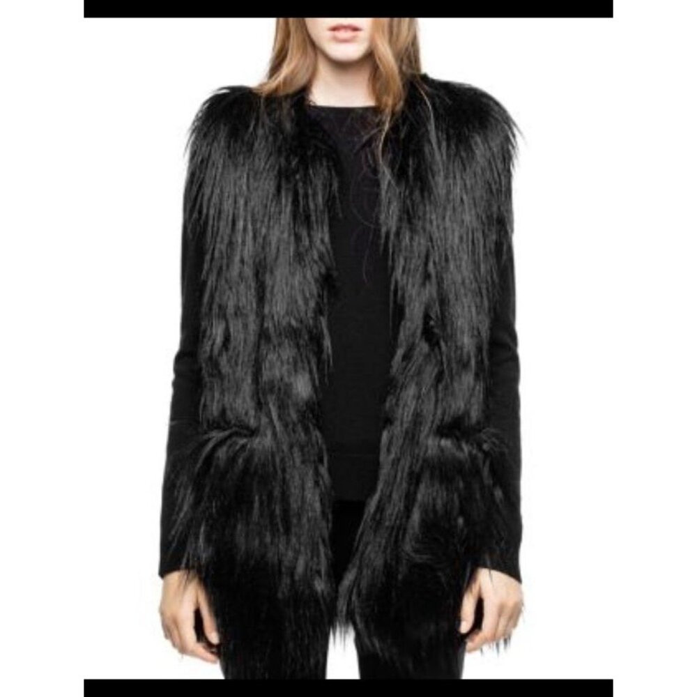 Zadig & Voltaire “Fete Yeti SPI” Black Faux Fur Vest – Size M